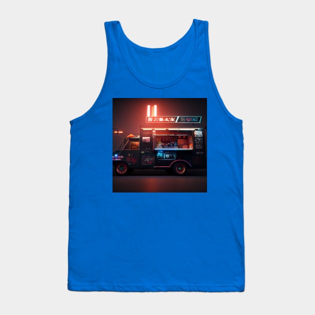 Cyberpunk Tokyo Ramen Food Truck Tank Top by Grassroots Green